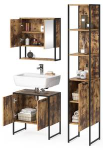 Salle de bain Fyrk vieux bois (3 élém.) Noir - Imitation chêne rustique