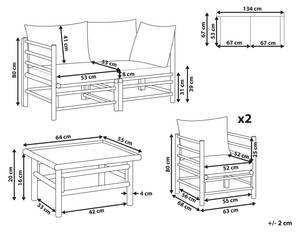 Sitzgruppe CERRETO 5-tlg Cremeweiß - Eiche Hell - Weiß - 67 x 134 cm - 4er Set