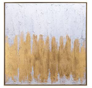 Gerahmtes Acrylbild Gleaming Hope Beige - Gold - Massivholz - Textil - 80 x 80 x 4 cm