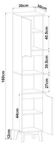 Hochschrank Overath Grau - Holzwerkstoff - 30 x 160 x 30 cm