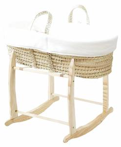 Babytragekorb mit Holzgestell Weiß