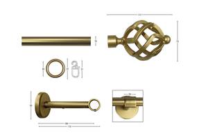 Gardinenstange Rustika 1 lfg. Gold - Breite: 270 cm