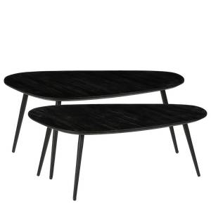 Table d'appoint Jailey (Lot de 2) Noir - Bois manufacturé - Métal - Bois massif - 39 x 39 x 84 cm