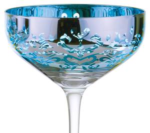 Filigree Champagner Untertassen Blau x2 Blau - Glas - 12 x 19 x 12 cm