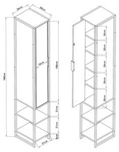 Hochschrank Namsskogan Braun - Holzwerkstoff - 24 x 160 x 30 cm