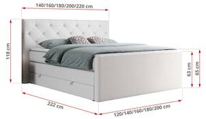 Boxspringbett KING VELEN Weiß - Breite: 160 cm - H3 - Kunstleder