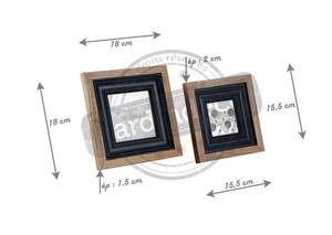 Cadre photo en bois et verre (Lot de 2) Verre - 16 x 16 x 2 cm