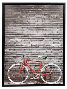 Tableau imprimé vélo rouge 30x40cm BIKE En partie en bois massif - 30 x 40 x 4 cm
