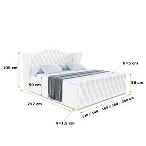 Boxspringbett VILA-Z Hochglanz Weiß - Breite: 180 cm - H3