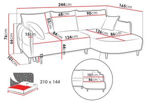 Ecksofa Sycylia Creme - Ecke davorstehend links