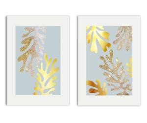Echtes Gold Korallen Poster Set Papier - 70 x 50 x 70 cm