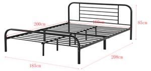 Metallbett Atammik Schwarz - Metall - 185 x 85 x 208 cm