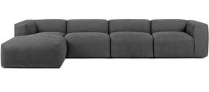 Ecksofa BUFFO 6-Sitzer Aschgrau - Breite: 377 cm - Armlehne beidseitig montierbar - Ecke davorstehend links - Ottomane davorstehend links