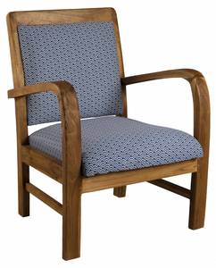 Fauteuil en teck tissu bleu Bleu - Bois massif - 63 x 80 x 61 cm