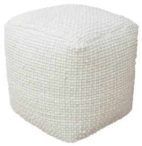 Pouf LABERDEN Blanc - Textile - 40 x 40 x 40 cm