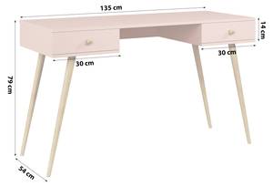 Schreibtisch Febog Pink - Holzwerkstoff - 135 x 79 x 54 cm