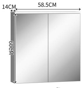 Spiegelschrank Prometheus Ⅱ Weiß - Holzwerkstoff - Glas - Metall - 14 x 60 x 59 cm