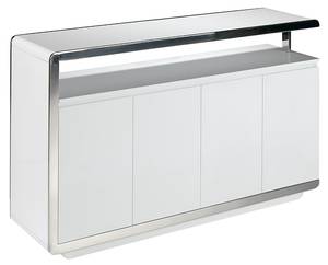Weißes Sideboard mit Stahlstruktur Weiß - Holzwerkstoff - Metall - Holz teilmassiv - 180 x 85 x 40 cm