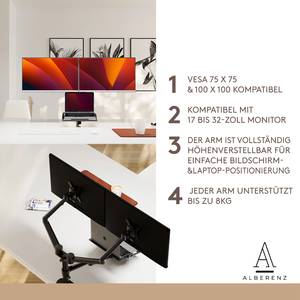 Alberenz Dreifach Monitorarm Schwarz - Metall - 40 x 42 x 30 cm