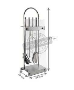Serviteur de cheminée en métal et verre Métal - 24 x 71 x 18 cm