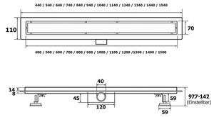 Aica Duschrinne 2 in 1 befliesbar 40cm Silber - Metall - 11 x 9 x 40 cm