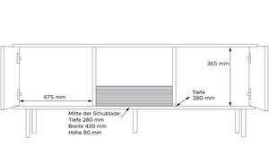 LOFTY TV-Lowboard Weineinlage Schwarz - Eiche Dekor