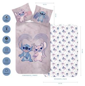 Bettwäsche Lilo & Stitch Flanell 2-tlg. Blau - Pink - Weiß - Textil - 135 x 200 x 1 cm