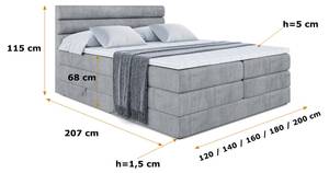 Boxspringbett CELESTIA KING Grau - Breite: 120 cm