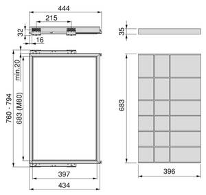 Organiser-Schubladen für Schränke Hack Hochglanz Schwarz - Breite: 78 cm