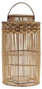 Windlicht Banjar Braun - Glas - Metall - Rattan - 25 x 45 x 25 cm