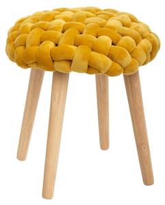 Tabouret déco en tricot de velours Jaune