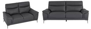 Couchgarnitur ATESSO 2er-Set Grau - Echtleder - 93 x 92 x 207 cm