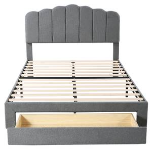 Jugendbett Jakob Grau - Holzwerkstoff - Metall - Massivholz - 140 x 105 x 204 cm