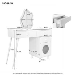 Schminktisch Themis Ⅲ Weiß - Holzwerkstoff - Glas - Metall - 40 x 77 x 100 cm