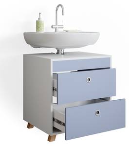 Waschtischunterschrank Retro Blau/Weiß Blau - Holzwerkstoff - 56 x 61 x 48 cm