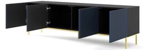 Tv lowboard RAVENNA F RTV200 4D Schwarz - Blau - Gold