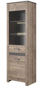 Vitrinenschrank SAND 62 LED Beige - Grau - Holzwerkstoff - Kunststoff - 62 x 197 x 40 cm