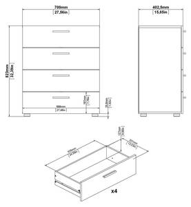 Kommode Petra Braun - Holz teilmassiv - 70 x 82 x 41 cm