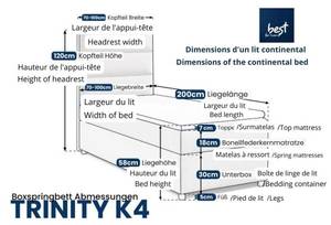 BOXSPRINGBETT mit Bettkasten Trinity K4 Hellblau - Tiefe: 100 cm