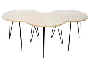 Table gigogne pieds fils (Lot de 3) Beig Bois massif - 45 x 36 x 45 cm
