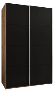 Armoire Lux 1 Noir - Imitation chêne - Argenté - Largeur : 160 cm