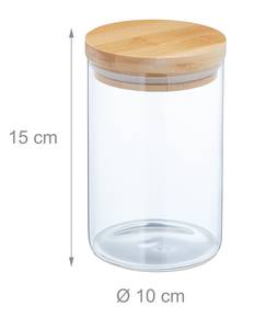 Lot de 3 bocaux en verre avec couvercle Marron - Bambou - Verre - Matière plastique - 10 x 15 x 10 cm