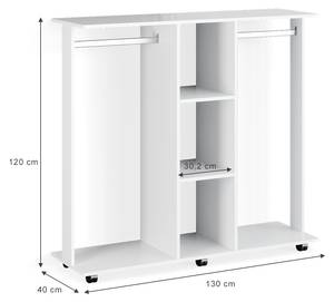 Kleiderschrank Weiß - Holzwerkstoff - 130 x 120 x 40 cm