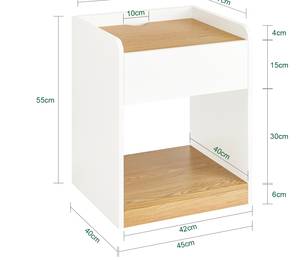 Nachttisch FBT128-WN Braun - Weiß - Holzwerkstoff - 45 x 55 x 40 cm