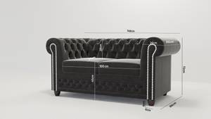 Sofa Karl, 2 sitzer, Chesterfield Schwarz