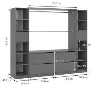 Kleiderschrank Visit 36312 Grau - Holzwerkstoff - 225 x 189 x 49 cm