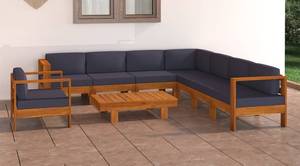 Garten-Lounge-Set (9-teilig) 3006534-11 Grau - Massivholz - Holzart/Dekor - 60 x 25 x 100 cm