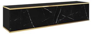 Tv-Lowboard ORIS Schwarz - Gold - Marmor Schwarz Dekor