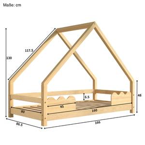 Hausbett Leano Holz - 86 x 130 x 166 cm