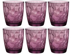 Wasserglas Diamond 6er Set Violett - Naturfaser - 2 x 9 x 9 cm